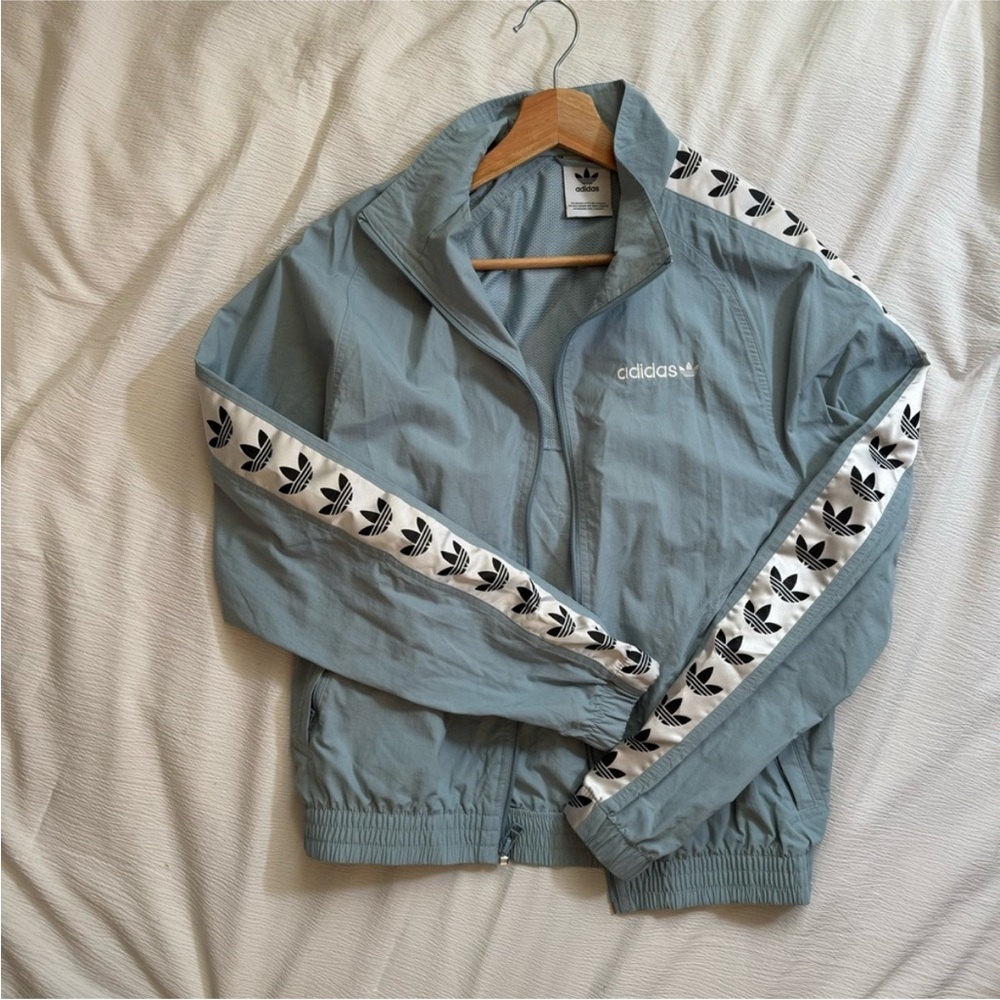 adidas Light Blue Track Jacket with Trefoil Logo